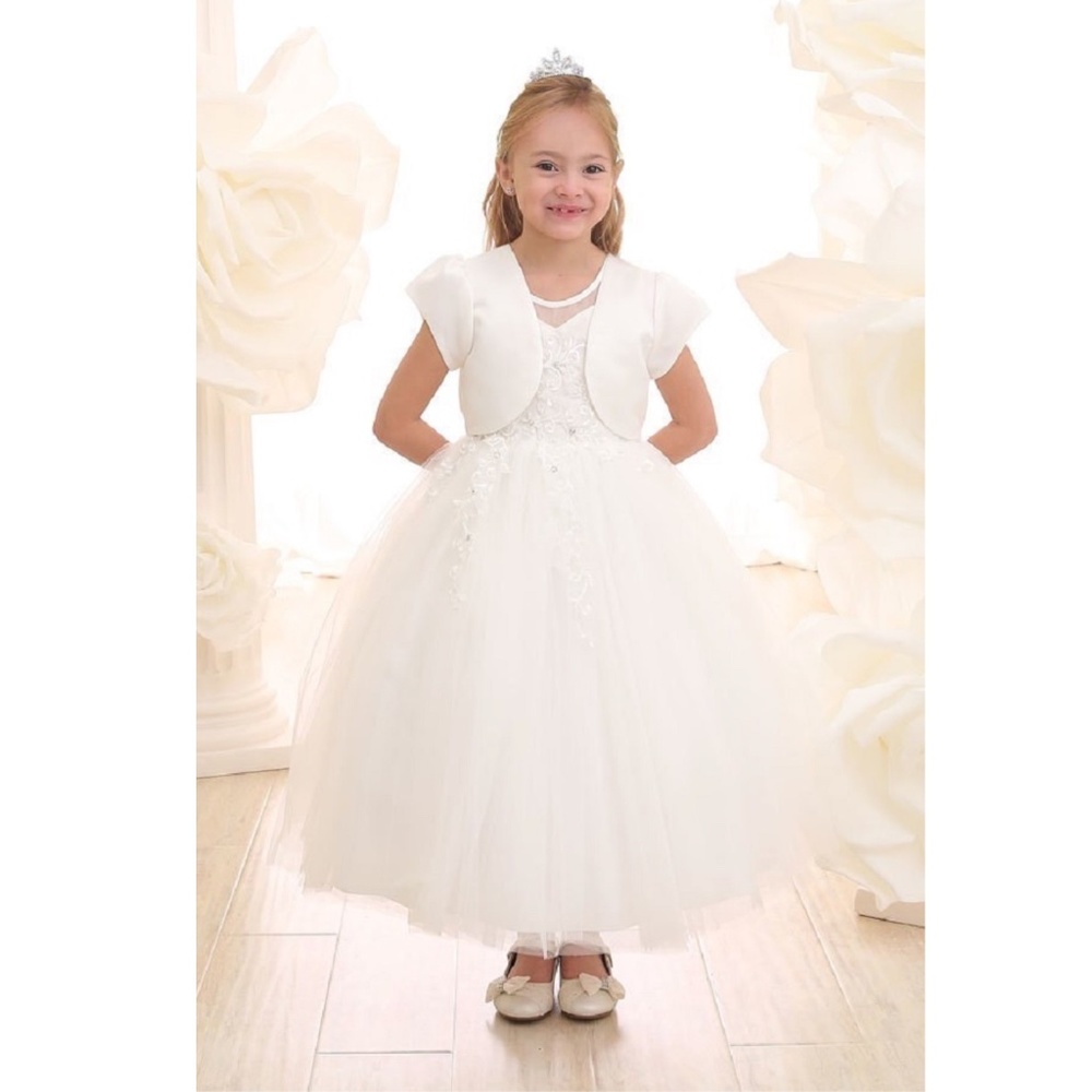 Girls Ivory Tulle Short Dress